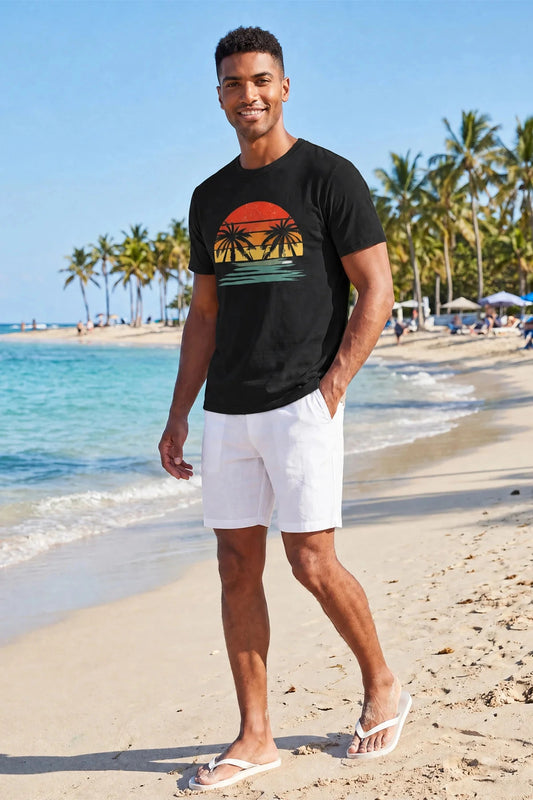 Runcati Mens Black Palm Graphic Tee