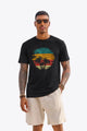 Runcati Mens Black Sunset Palm Tee