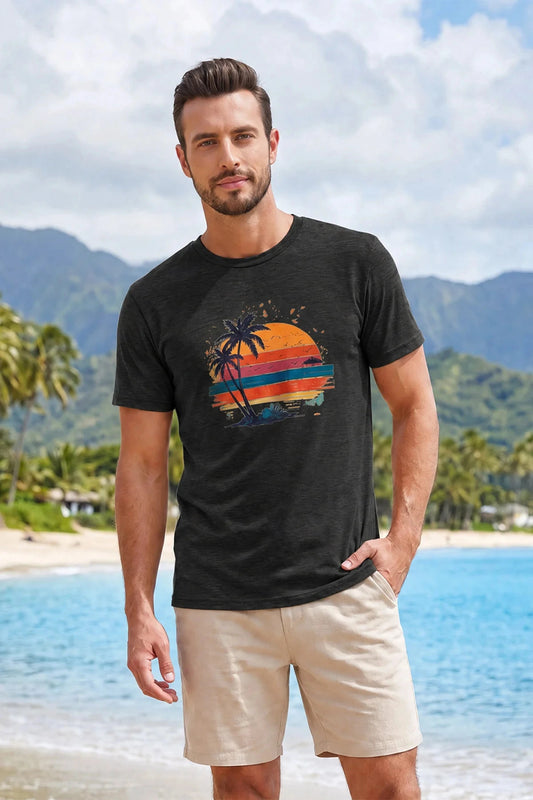 Runcati Mens Black Sunset Graphic Tee