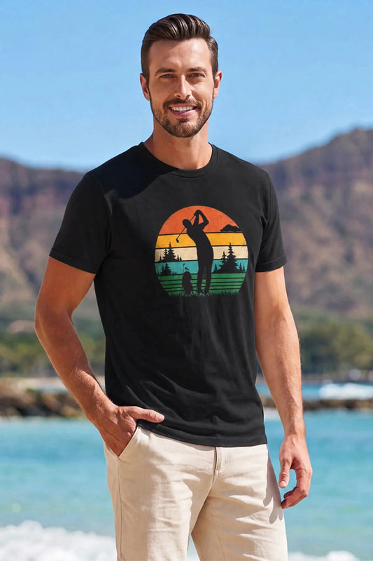 Runcati Mens Black Golf Tree Tee