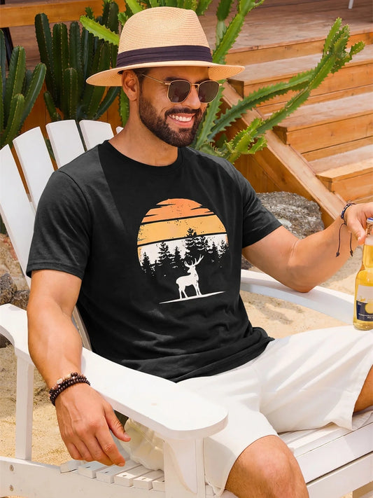 Runcati Mens Black Nature Sunset Tee