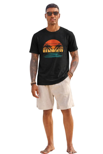 Runcati Mens Black Palm Graphic Tee