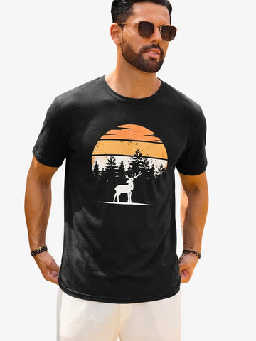 Runcati Mens Black Nature Sunset Tee