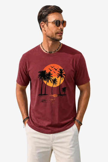 Runcati Mens Burgundy Island Graphic Tee