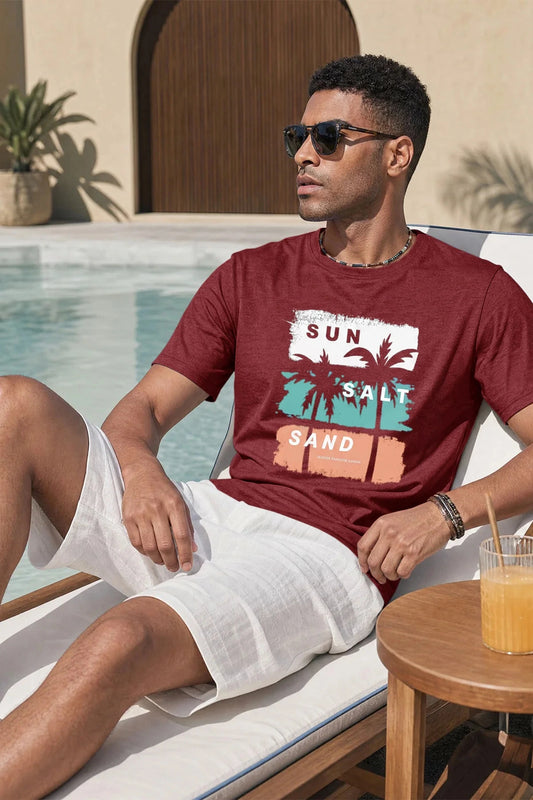 Runcati Mens Burgundy Island Graphic Tee