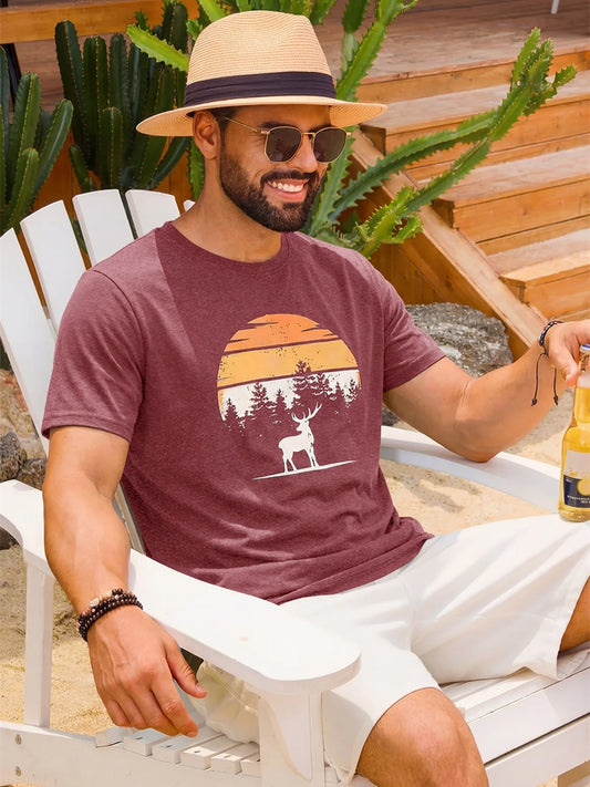 Runcati Mens Burgundy Nature Sunset Tee