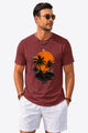 Runcati Mens Burgundy Coastal Graphic Tee