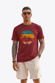 Runcati Mens Burgundy Sunset Palm Tee