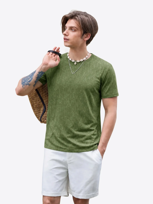 Runcati Mens Army Green Cotton Tee