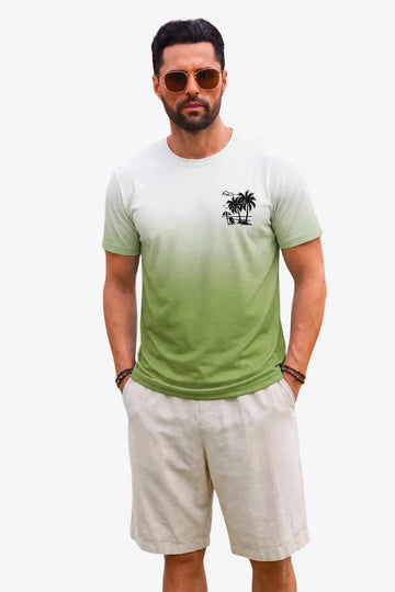 Runcati Mens Army Green Gradient Print Tee