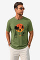 Runcati Mens Army Green Island Graphic Tee