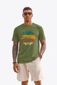 Runcati Mens Army Green Sunset Palm Tee
