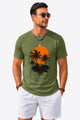 Runcati Mens Army Green Coastal Graphic Tee