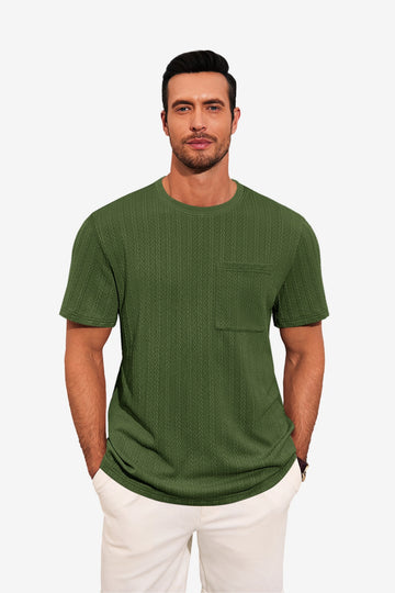 Runcati Mens Army Green Short Sleeve T-Shirts