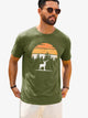 Runcati Mens Army Green Nature Sunset Tee