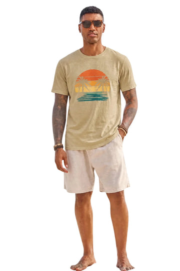 Runcati Mens Khaki Palm Graphic Tee