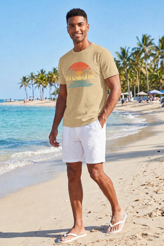 Runcati Mens Khaki Palm Graphic Tee