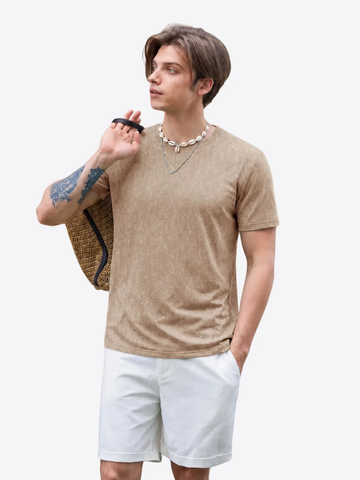 Runcati Mens Khaki Casual Summer Tee