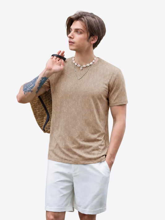 Runcati Mens Khaki Casual Summer Tee