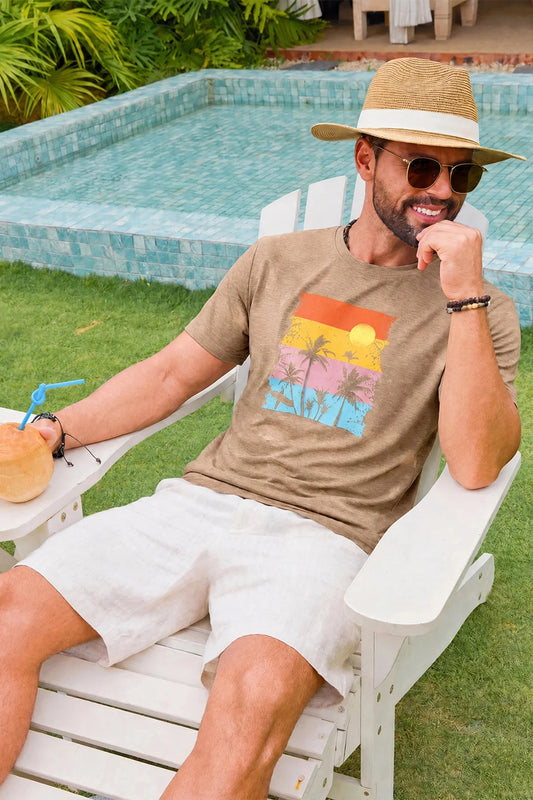 Runcati Mens Khaki Luau Graphic Tee