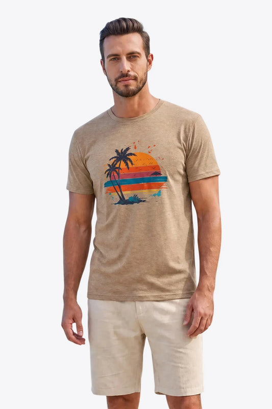 Runcati Mens Khaki Vintage Summer Tee