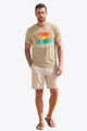 Runcati Mens Khaki Vacation Graphic Tee