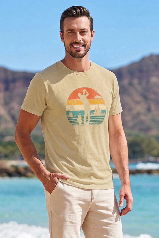 Runcati Mens Khaki Golf Tree Tee