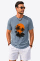 Runcati Mens Blue Coastal Graphic Tee