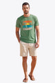Runcati Mens Army Green Vacation Graphic Tee