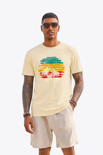 Runcati Mens Apricot Sunset Palm Tee