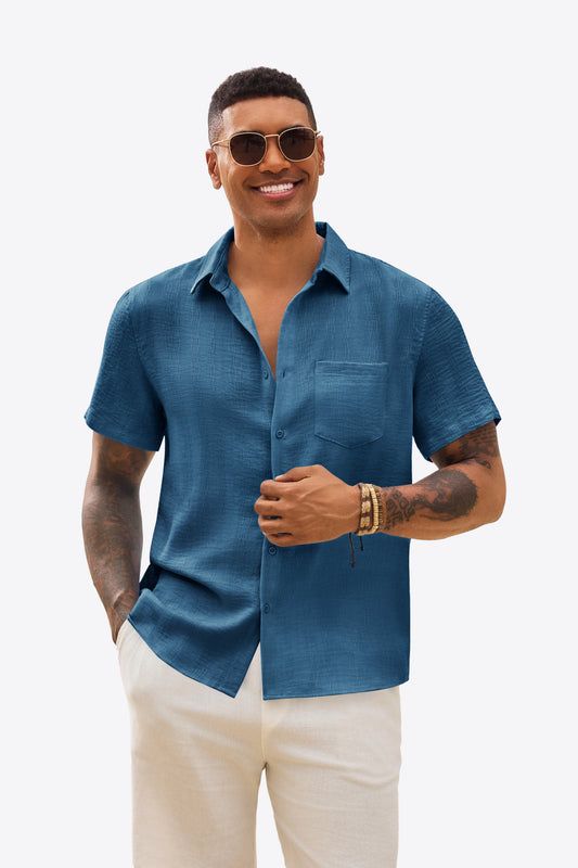 Runcati Mens Bluish Grey Button Down Shirts