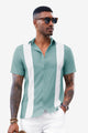 Runcati Mens Mint Color Vintage Bowling Shirt