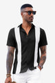 Runcati Mens Black Vintage Bowling Shirt