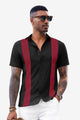 Runcati Mens Burgundy Vintage Bowling Shirt