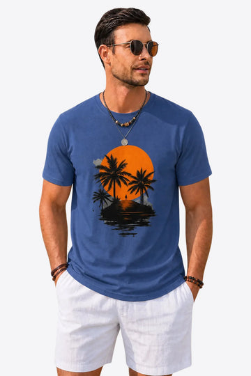 Runcati Mens Navy Coastal Graphic Tee