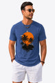 Runcati Mens Navy Coastal Graphic Tee