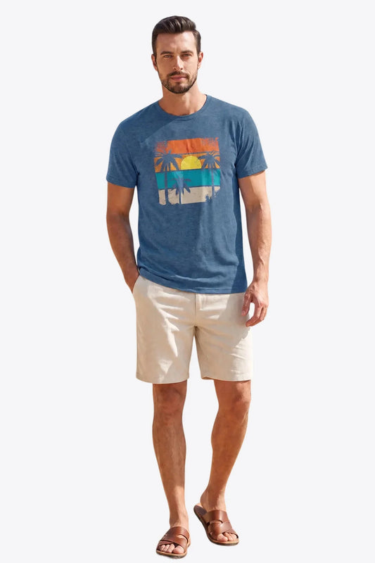 Runcati Mens Navy Vacation Graphic Tee