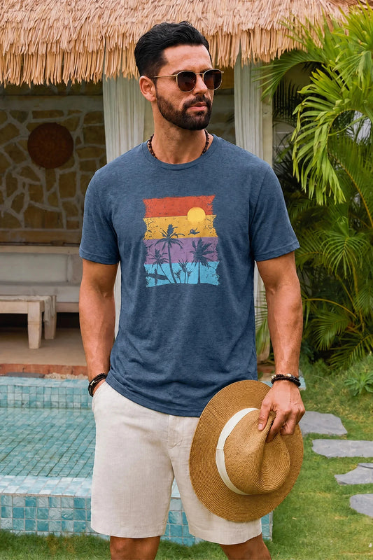 Runcati Mens Navy Luau Graphic Tee