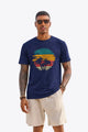 Runcati Mens Navy Sunset Palm Tee