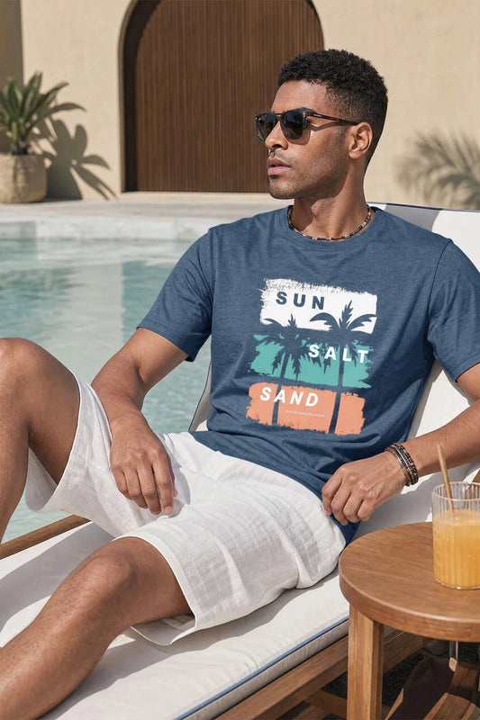 Runcati Mens Navy Island Graphic Tee