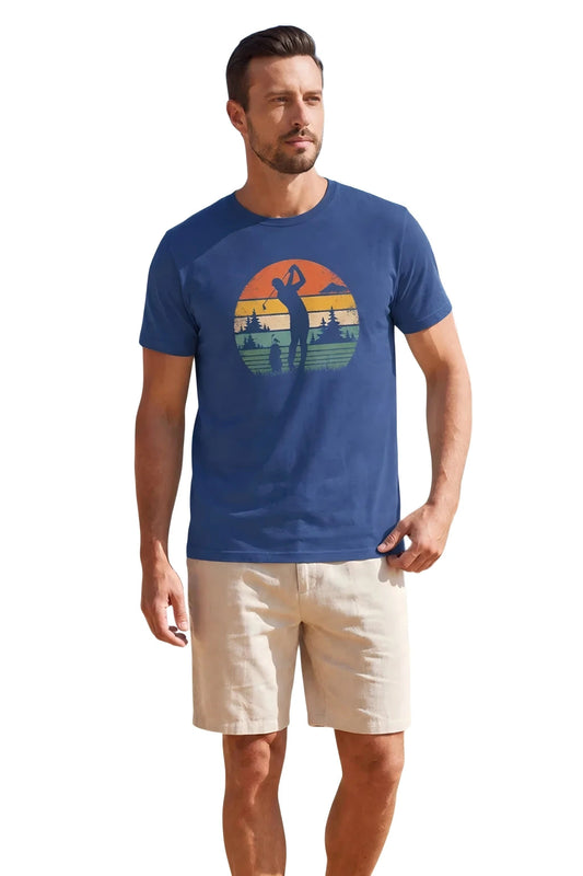 Runcati Mens Navy Golf Tree Tee