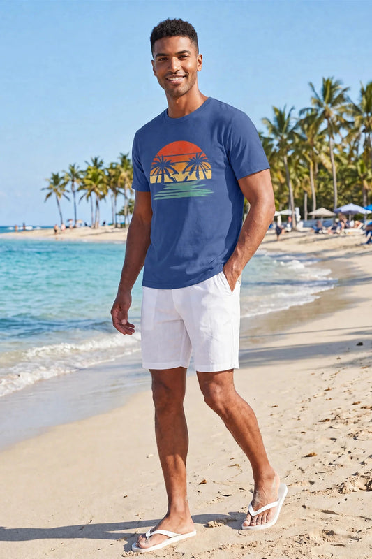 Runcati Mens Navy Palm Graphic Tee