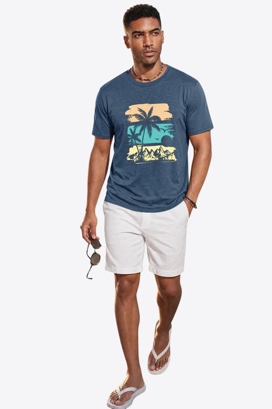 Runcati Mens Navy Mountain Graphic Tee