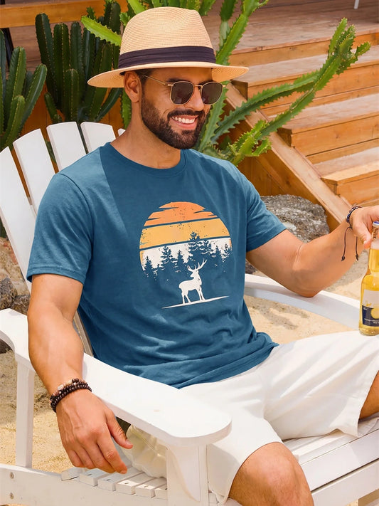 Runcati Mens Navy Nature Sunset Tee