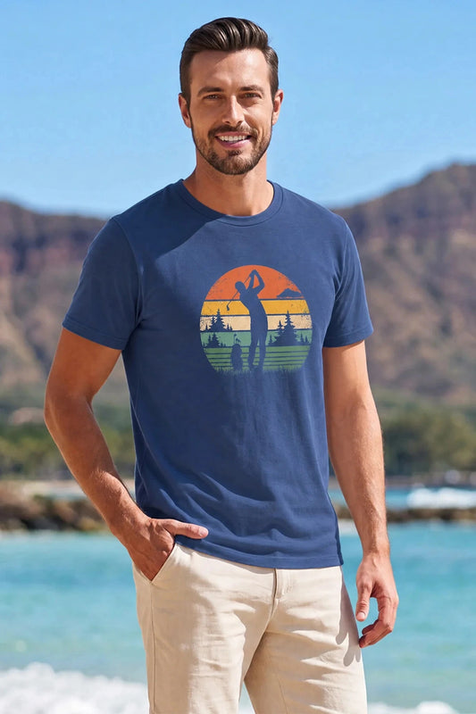 Runcati Mens Navy Golf Tree Tee