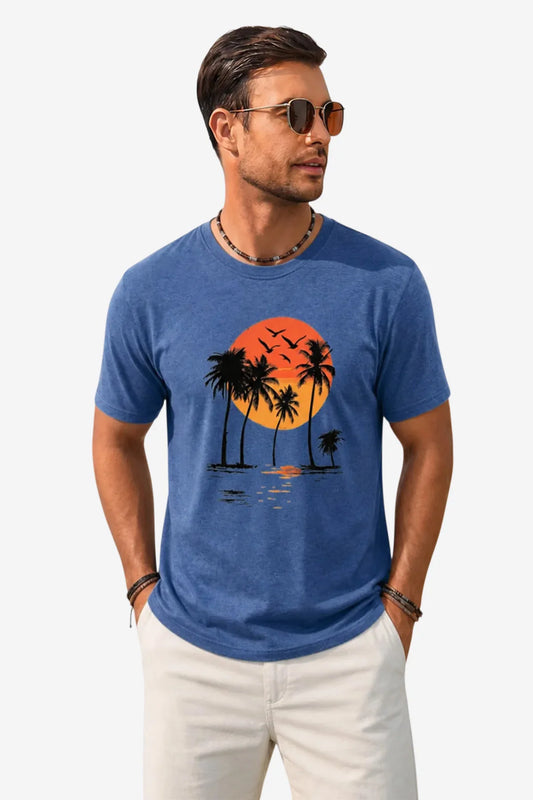 Runcati Mens Navy Island Graphic Tee