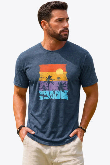Runcati Mens Navy Luau Graphic Tee