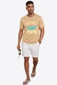 Runcati Mens Light Khaki Mountain Graphic Tee