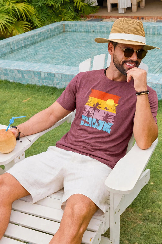 Runcati Mens Burgundy Luau Graphic Tee