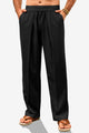 Runcati Mens Black Casual Linen Pants